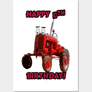 Happy tenth birthday tractor design Posters and Art